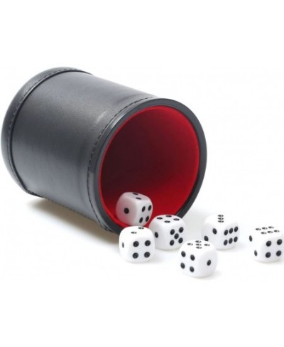 Felt Lined PU Leather Dice Cup Set with 6 Dot Dices (Black Pack of 1) $16.92 - Game Accessories