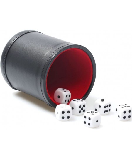 Felt Lined PU Leather Dice Cup Set with 6 Dot Dices (Black Pack of 1) $16.92 - Game Accessories