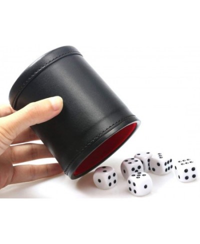 Felt Lined PU Leather Dice Cup Set with 6 Dot Dices (Black Pack of 1) $16.92 - Game Accessories