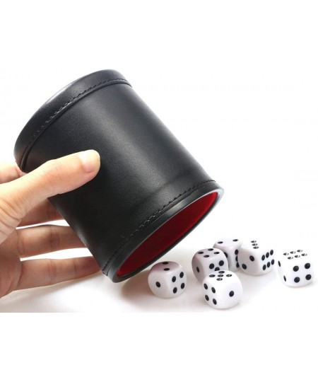 Felt Lined PU Leather Dice Cup Set with 6 Dot Dices (Black Pack of 1) $16.92 - Game Accessories