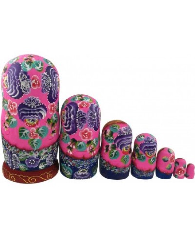 Beautiful Color Cute Little Girl Fairy Tale Handmade Wooden Russian Nesting Dolls Matryoshka Dolls Set 7 Pieces for Kid Toy B...