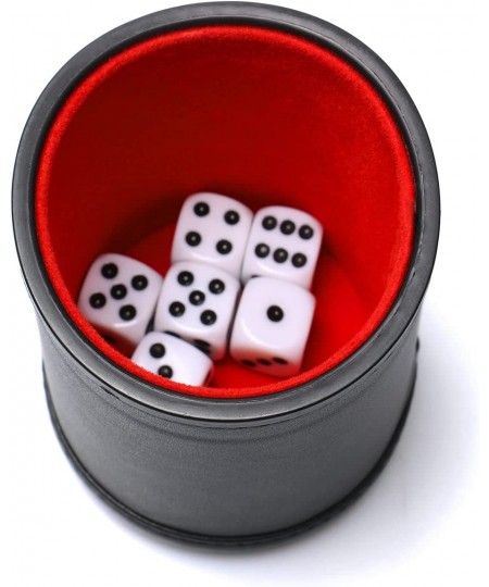 Felt Lined PU Leather Dice Cup Set with 6 Dot Dices (Black Pack of 1) $16.92 - Game Accessories