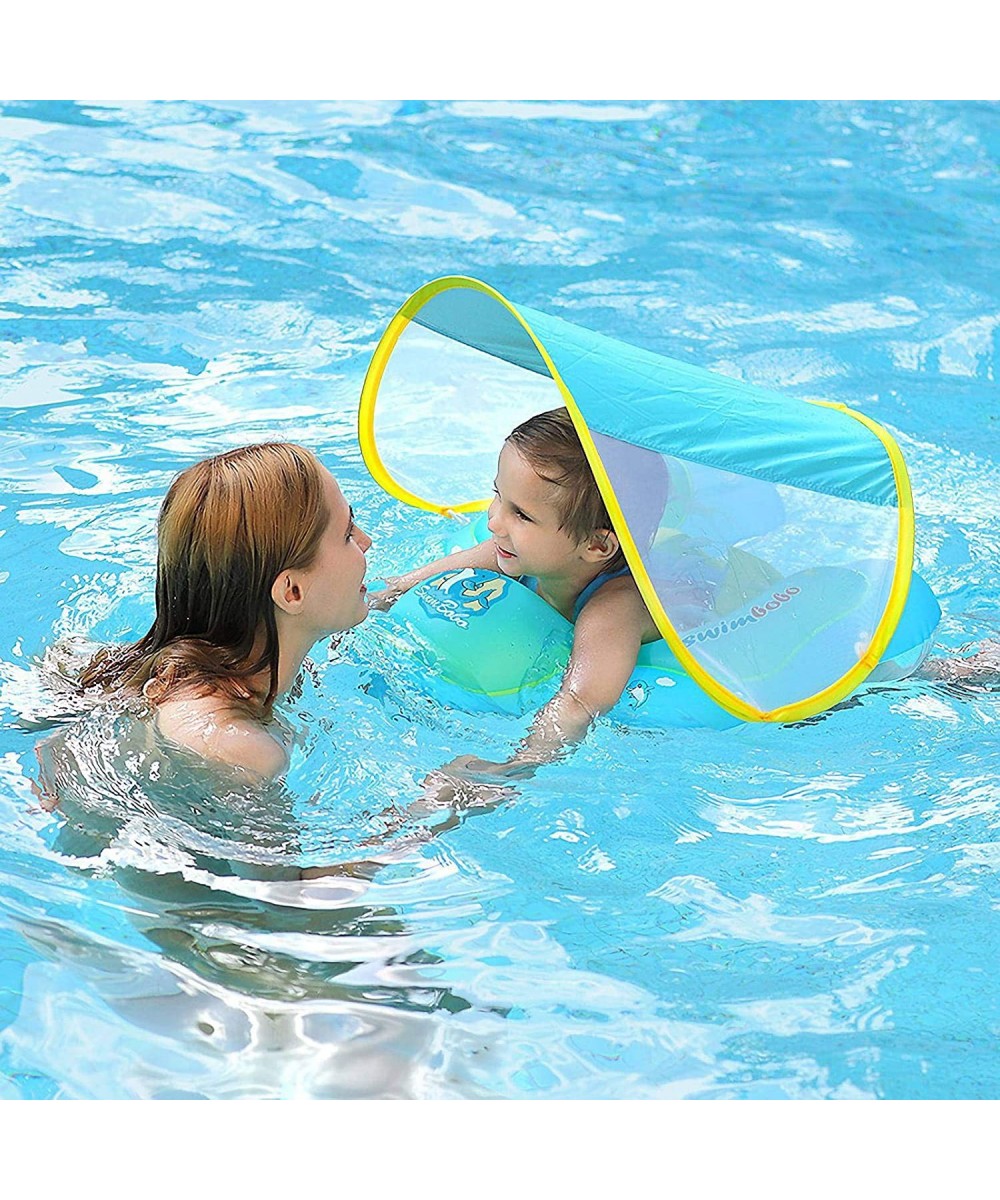 Baby Swimming Float Inflatable Infant Pool Float Ring with Sun Protection Removable Canopy for Kids Aged 3-36 Months Fun on T...