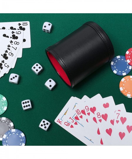 Felt Lined PU Leather Dice Cup Set with 6 Dot Dices (Black Pack of 1) $16.92 - Game Accessories