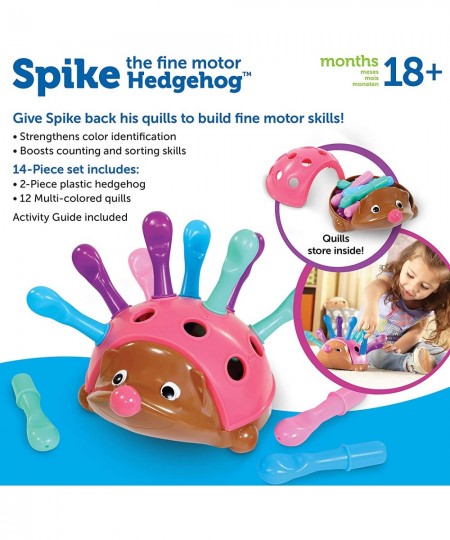 Spike The Fine Motor Hedgehog Pink - 14 Pieces Ages 18+ months Fine Motor and Sensory Toy Educational Toys for Toddlers Monte...