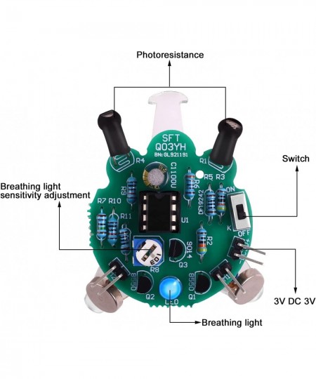 2 Pack Photosensitive Mobile Robot Electronic Soldering DIY Kits Funny Firefly Flash Toys Adults STEM Practice Science Projec...