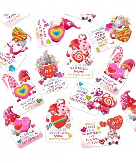 36 Sets Valentine Day Cards for Children Gnomes Valentine's Day erasers Valentine Heart Stickers Kit for Girls Boys School Cl...