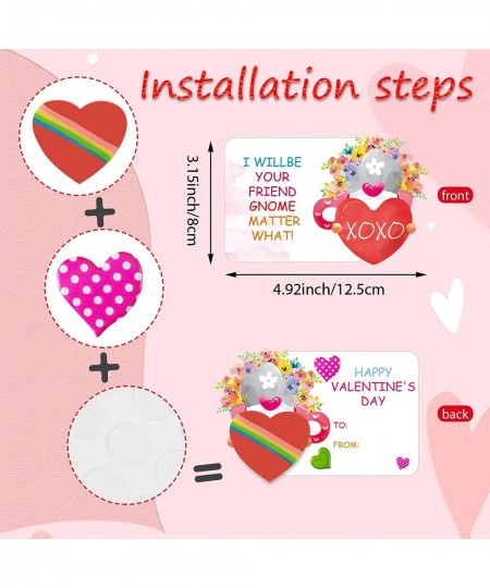 36 Sets Valentine Day Cards for Children Gnomes Valentine's Day erasers Valentine Heart Stickers Kit for Girls Boys School Cl...