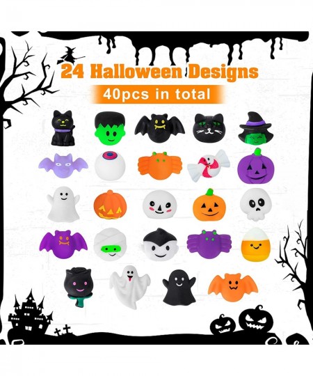 40 Pcs Halloween Mochi Squishy Toys Kawaii Cute Relief Toys for Halloween Party Favors Pumpkin Spider Squishies Halloween Toy...