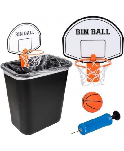 Trash Can Basketball Set Includes Clip-On Hoop with Backboard Inflatable Ball and Pump Fun Indoor Basketball Hoop for Kids Of...