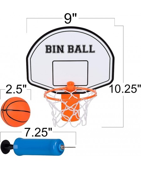 Trash Can Basketball Set Includes Clip-On Hoop with Backboard Inflatable Ball and Pump Fun Indoor Basketball Hoop for Kids Of...