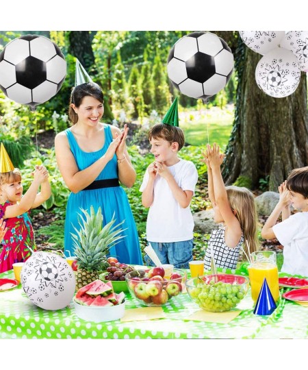 146 Pcs Soccer Disposable Tableware Set Sport Theme Party Decorations Soccer Balloons Tablecloth Banner Plates Napkins Cups P...