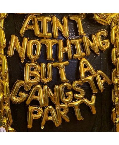 18“Gold Aint Nothing But a Gangsta Party Letter Balloon Banner 90s Disco Themed Party Decorations 90s Themed Gangster Birthda...