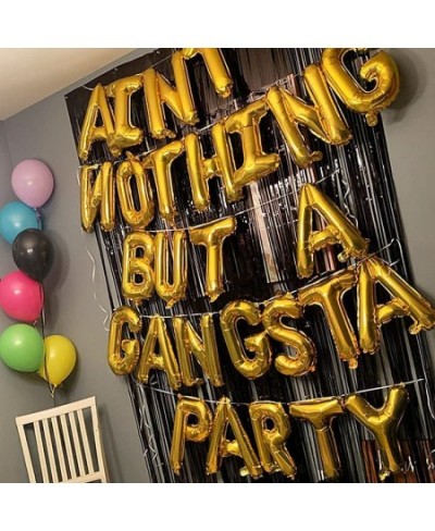 18“Gold Aint Nothing But a Gangsta Party Letter Balloon Banner 90s Disco Themed Party Decorations 90s Themed Gangster Birthda...