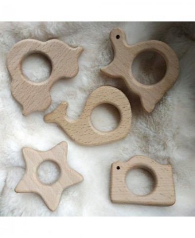 Lovely Cartoon Wood Star Teether Pure Natural Animal Shape Beech Wooden Handmade Pattern DIY Jewelry Making Necklace Pendant ...