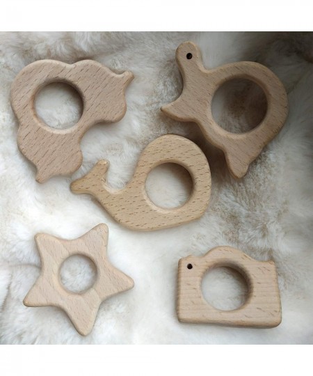 Lovely Cartoon Wood Star Teether Pure Natural Animal Shape Beech Wooden Handmade Pattern DIY Jewelry Making Necklace Pendant ...