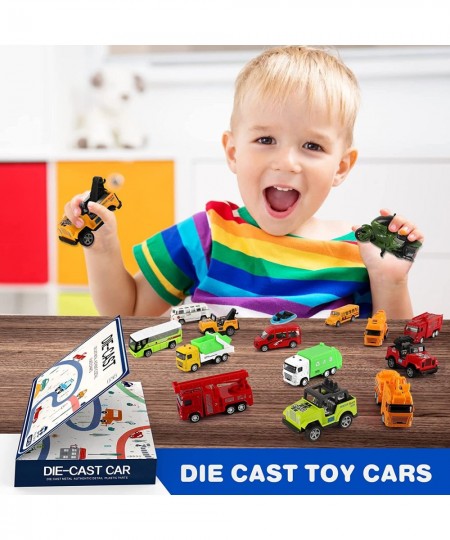 Toy Cars Trucks for 3 4 5 Year Old Boys Toys Car Toys for Toddlers 16 Packs Die Cast Metal Pull Back Cars for Kids Boy Girl T...