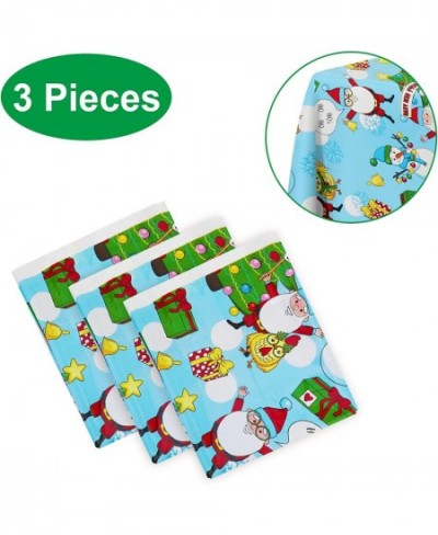 3 Pack Christmas Tablecloths Cartoon Printed Disposable Plastic Rectangular Table Covers Christmas Elements Tablecovers for T...