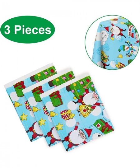 3 Pack Christmas Tablecloths Cartoon Printed Disposable Plastic Rectangular Table Covers Christmas Elements Tablecovers for T...