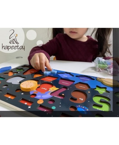 Wooden Number Puzzles for Toddlers Planet Edition - Magnetic Shape Sorter Stacking Montessori Toys for Toddlers of Age 3 4 5 ...