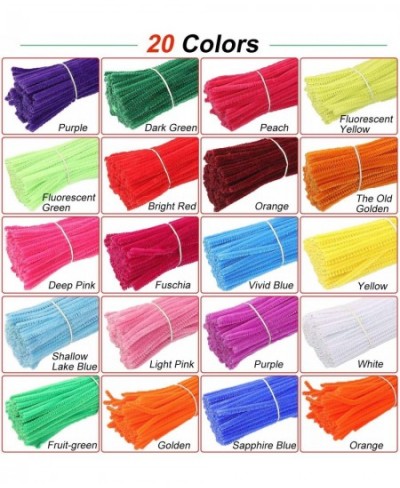 2000 Pieces Pipe Cleaners Assorted Colors Chenille Stems for DIY Art Craft Decorations 20 Colors Craft Pipe Cleaners for Crea...