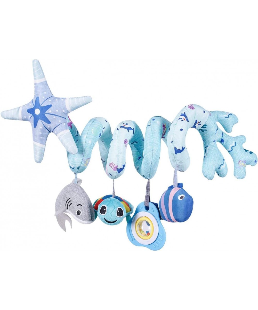 Deluxe 5-Piece Spiral Plush Toy Set - Cute Hanging Baby Rattle Animals including Shark Ideal Stroller Crib Mobile & Car Seat ...