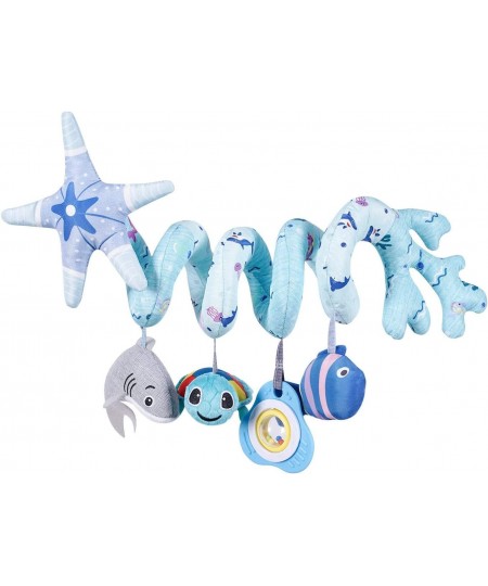 Deluxe 5-Piece Spiral Plush Toy Set - Cute Hanging Baby Rattle Animals including Shark Ideal Stroller Crib Mobile & Car Seat ...