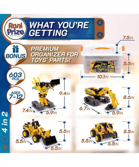 STEM Toys Building Sets for Boys Age 8-12 Construction Engineering Kit Builds 4 Excavator Toy Models. for Boys Age 8 9 10 11 ...