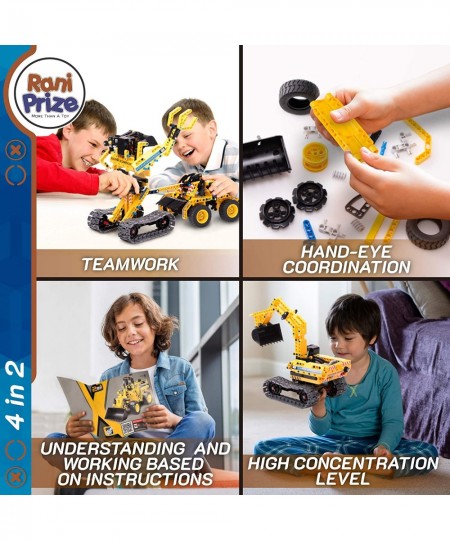 STEM Toys Building Sets for Boys Age 8-12 Construction Engineering Kit Builds 4 Excavator Toy Models. for Boys Age 8 9 10 11 ...