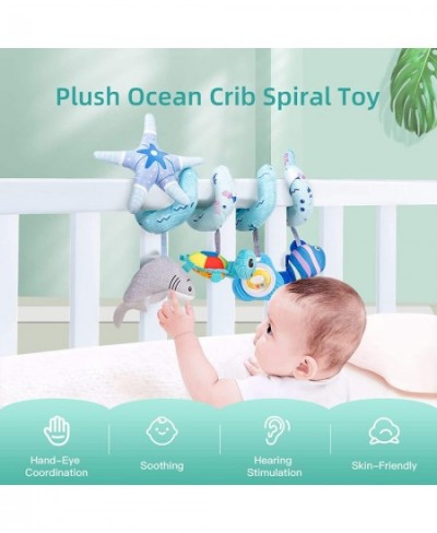 Deluxe 5-Piece Spiral Plush Toy Set - Cute Hanging Baby Rattle Animals including Shark Ideal Stroller Crib Mobile & Car Seat ...