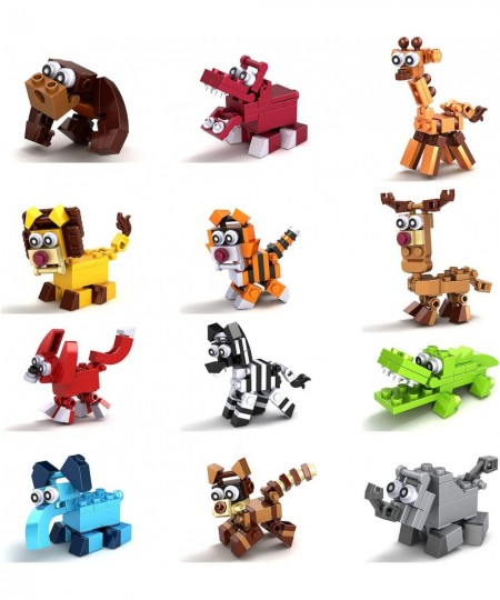 12 Pcs Pre Filled Animal Building Block Set 12 in 1 Mini Building Blocks Toys Assorted Toy Animal Building Blocks STEM Toys P...