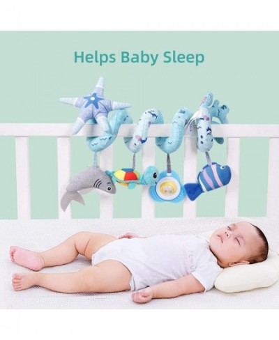 Deluxe 5-Piece Spiral Plush Toy Set - Cute Hanging Baby Rattle Animals including Shark Ideal Stroller Crib Mobile & Car Seat ...