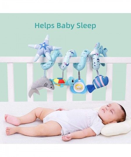 Deluxe 5-Piece Spiral Plush Toy Set - Cute Hanging Baby Rattle Animals including Shark Ideal Stroller Crib Mobile & Car Seat ...