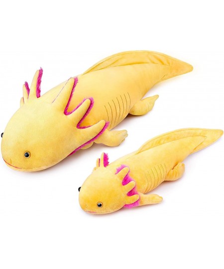 Large Axolotl Plush - Super Large Weighted Yellow Axolotl Stuffed Animal 33 Inches Long Realistic Cute Ambystoma Creepy Amphi...