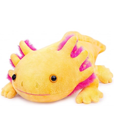 Large Axolotl Plush - Super Large Weighted Yellow Axolotl Stuffed Animal 33 Inches Long Realistic Cute Ambystoma Creepy Amphi...