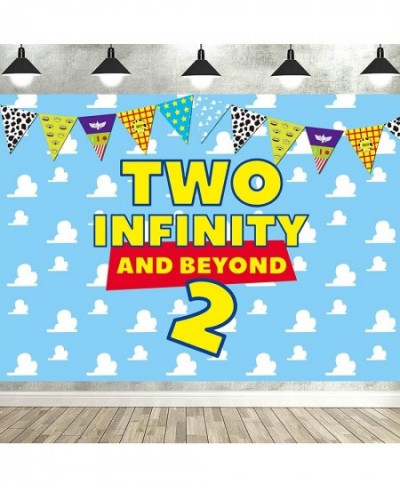 Two Infinity and Beyond Backdrop Buzz Banner Light Year Toy Inspired Story 2nd Birthday Balloons Party Supplies Decorations P...