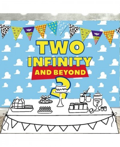 Two Infinity and Beyond Backdrop Buzz Banner Light Year Toy Inspired Story 2nd Birthday Balloons Party Supplies Decorations P...