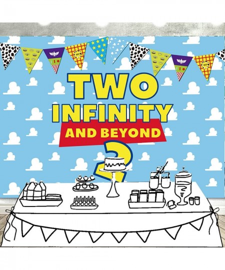 Two Infinity and Beyond Backdrop Buzz Banner Light Year Toy Inspired Story 2nd Birthday Balloons Party Supplies Decorations P...