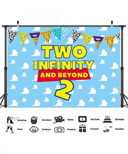 Two Infinity and Beyond Backdrop Buzz Banner Light Year Toy Inspired Story 2nd Birthday Balloons Party Supplies Decorations P...