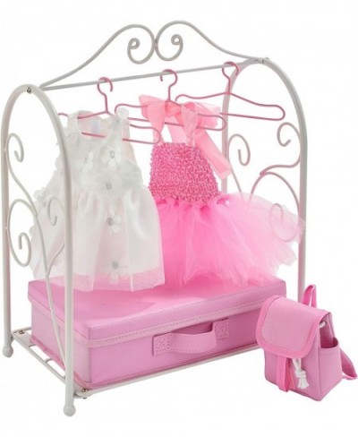 Metal Doll Armoire with Storage and Dresses for 18 inch Dolls - White/Pink $65.73 - Doll Accessories