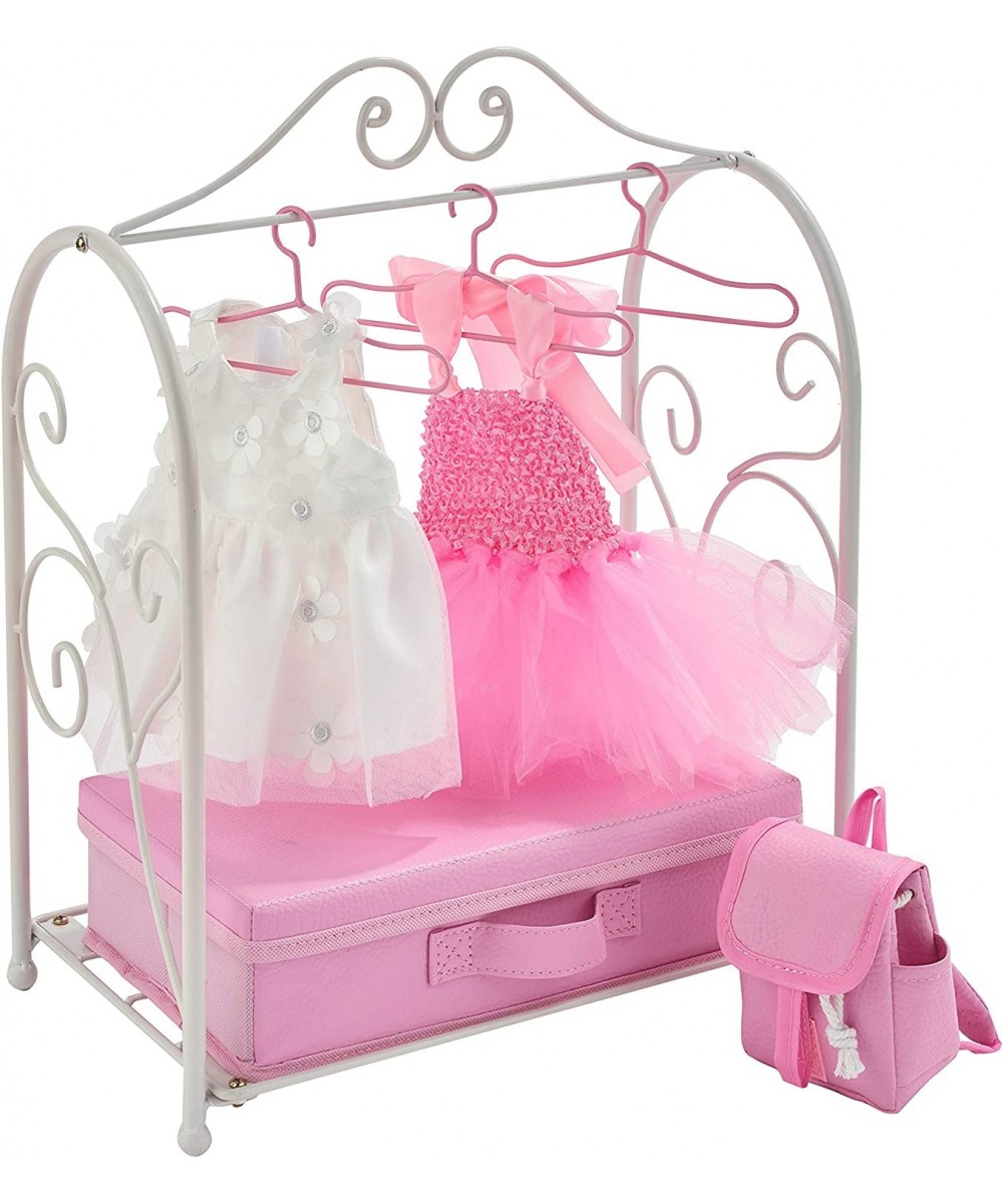 Metal Doll Armoire with Storage and Dresses for 18 inch Dolls - White/Pink $65.73 - Doll Accessories