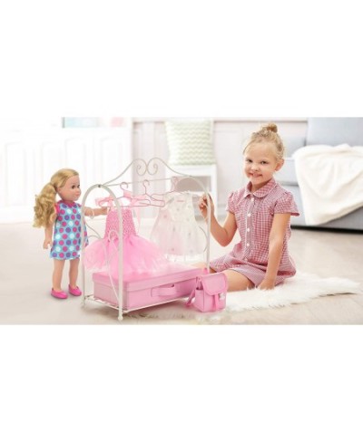 Metal Doll Armoire with Storage and Dresses for 18 inch Dolls - White/Pink $65.73 - Doll Accessories