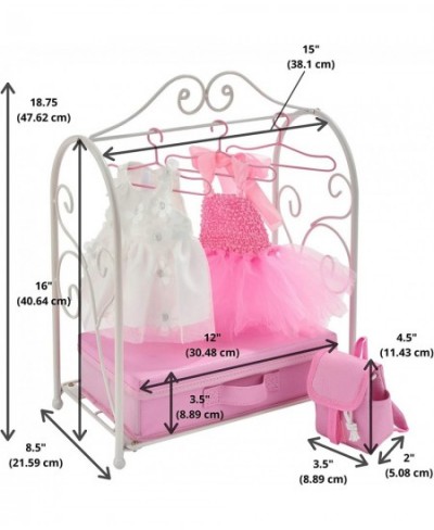 Metal Doll Armoire with Storage and Dresses for 18 inch Dolls - White/Pink $65.73 - Doll Accessories