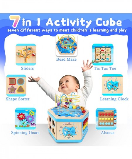 Baby Activity Cube Wooden Developmental Toddler Educational for 1 Year Old Boys Girls Gift Toys Montessori Learning Toy for 1...