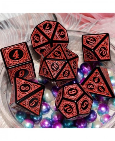 Carving in Red Black DND Dice Set for Board Game $14.75 - Game Accessories