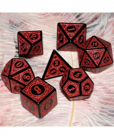 Carving in Red Black DND Dice Set for Board Game $14.75 - Game Accessories