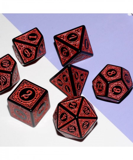 Carving in Red Black DND Dice Set for Board Game $14.75 - Game Accessories