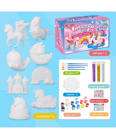 Unicorn Gift for Girls Arts Crafts Painting Toys - 8 Unicorn Figurines Creativity Arts and Crafts for Kids Ages 4 5 6 7 8 Yea...