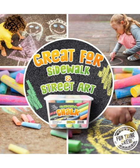 Sidewalk Chalk For Kids Bucket of 20 Pieces Great Easter Basket Stuffers Street Chalk For Kids | Bulk Sets | Sidewaalk Colore...