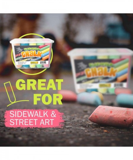 Sidewalk Chalk For Kids Bucket of 20 Pieces Great Easter Basket Stuffers Street Chalk For Kids | Bulk Sets | Sidewaalk Colore...